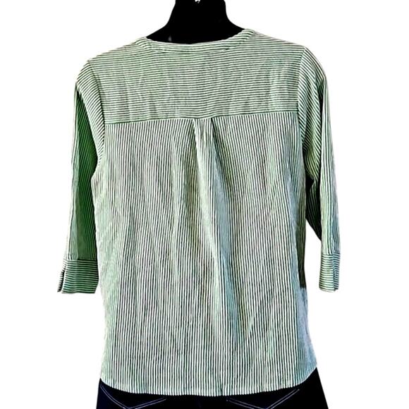 Joan Rivers Knit Seersucker 3/4-Sleeve Pullover Top - Green and White, Size XL - Picture 6 of 7